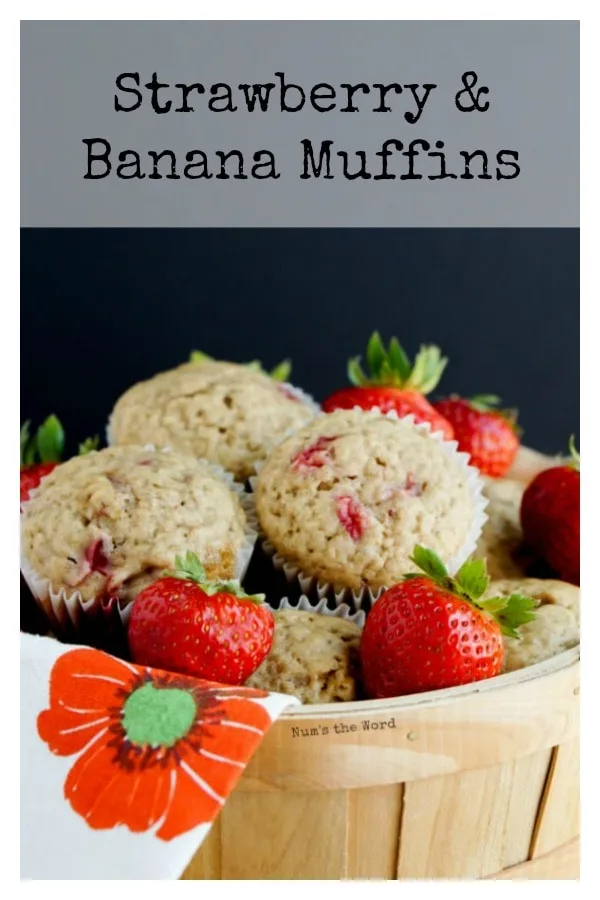 main image of strawberry banana muffins in basket for recipe