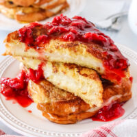 strawberry sauce poured over french toast