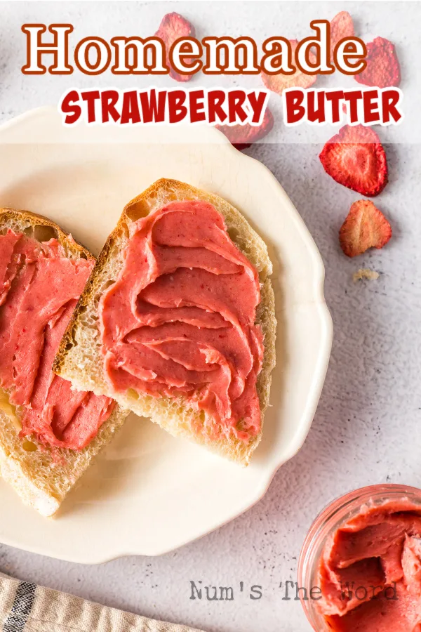 Main image for Homemade Strawberry Butter. Butter spread on bread.