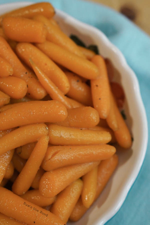 Candied Carrots - carrots in a serving bowl, top view
