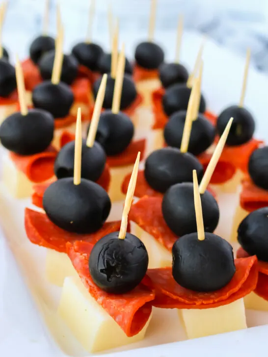 platter full of mozzarella pepperoni bite