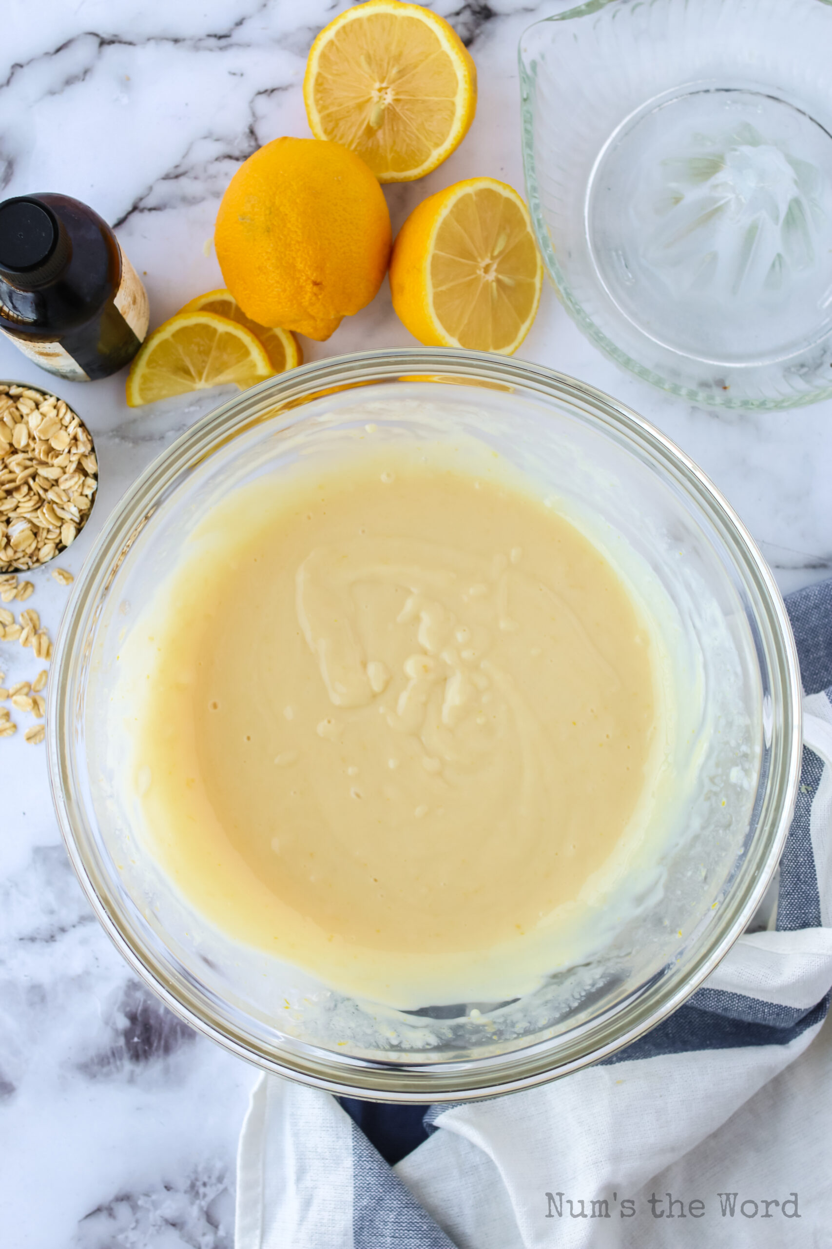 lemon cream mixture in a bowl mixed up