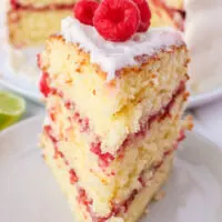 a slice of cake on a plate standing up