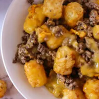 zoomed in image of tater tot casserole