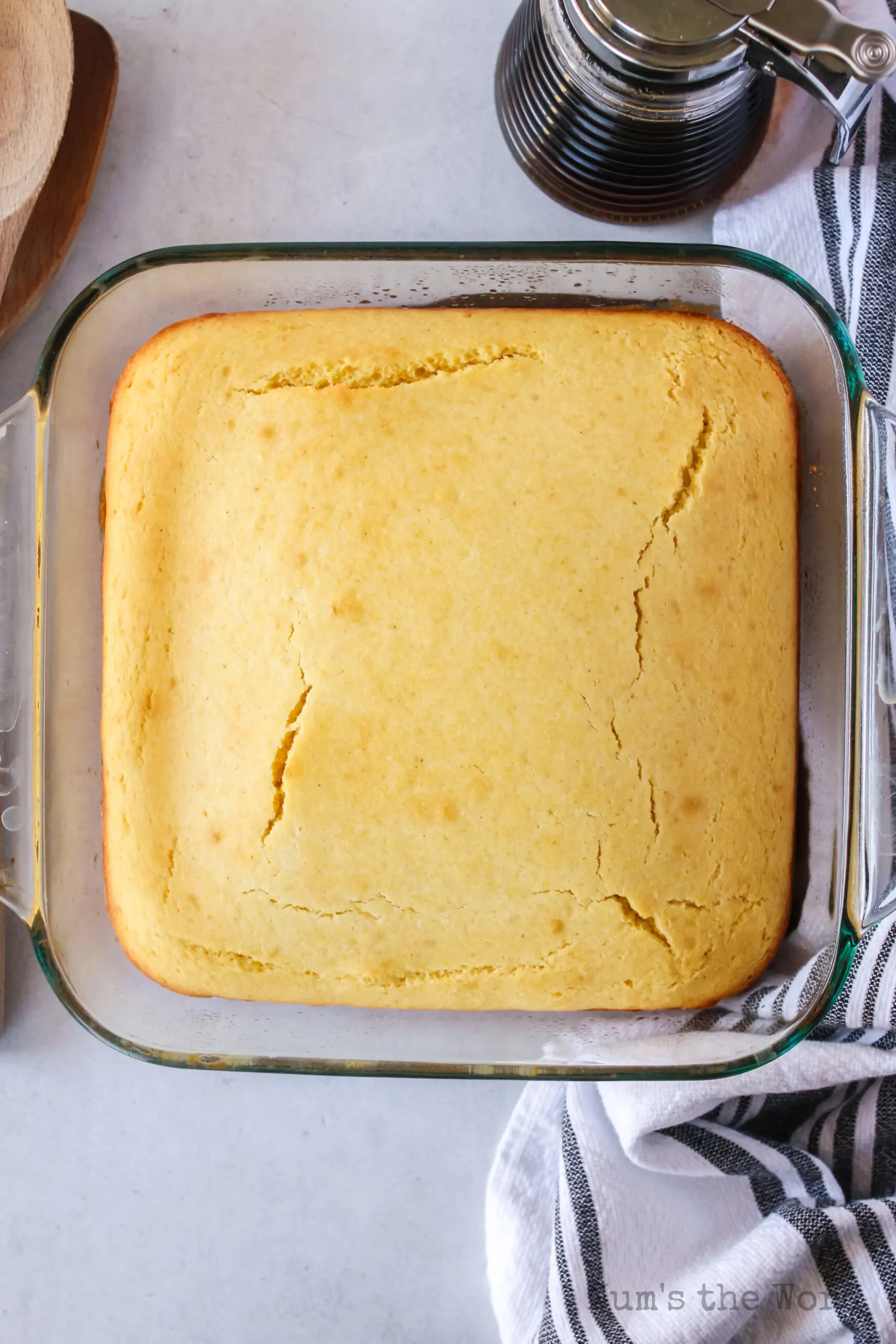 baked cornbread fresh from the oven.