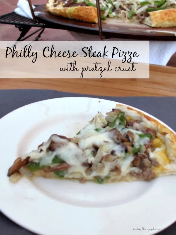 Philly Cheese Steak Pizza with Pretzel Crust