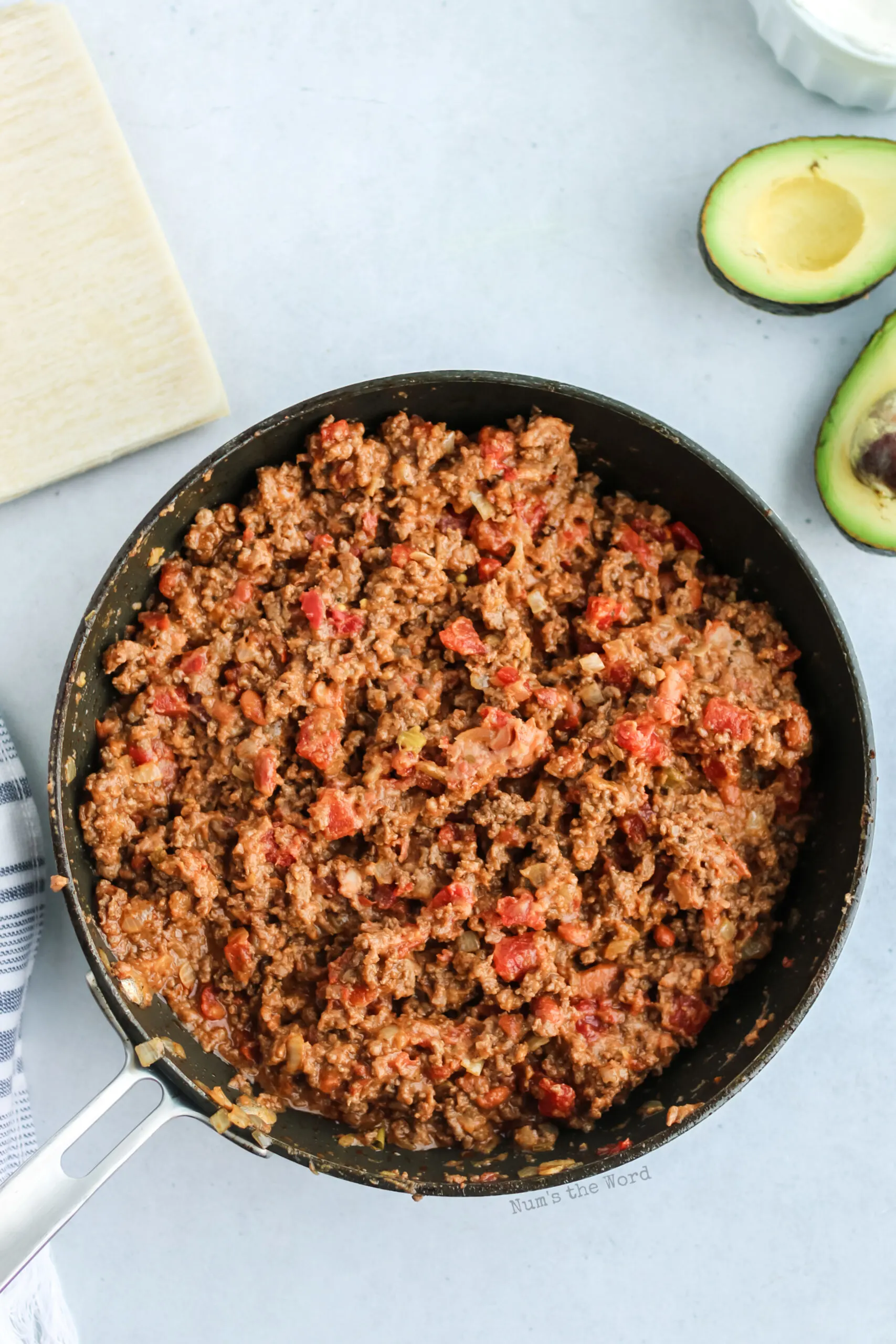 taco mixture prepared and ready to be added to egg roll wrapper