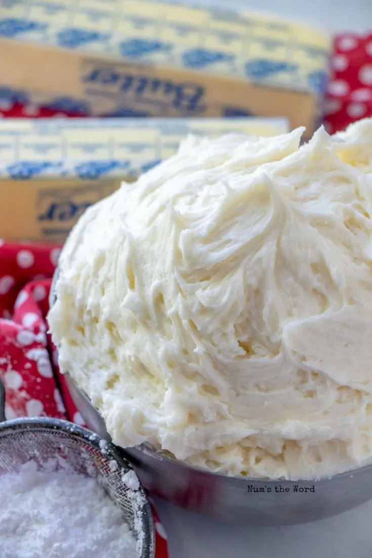 buttercream frosting in a bowl