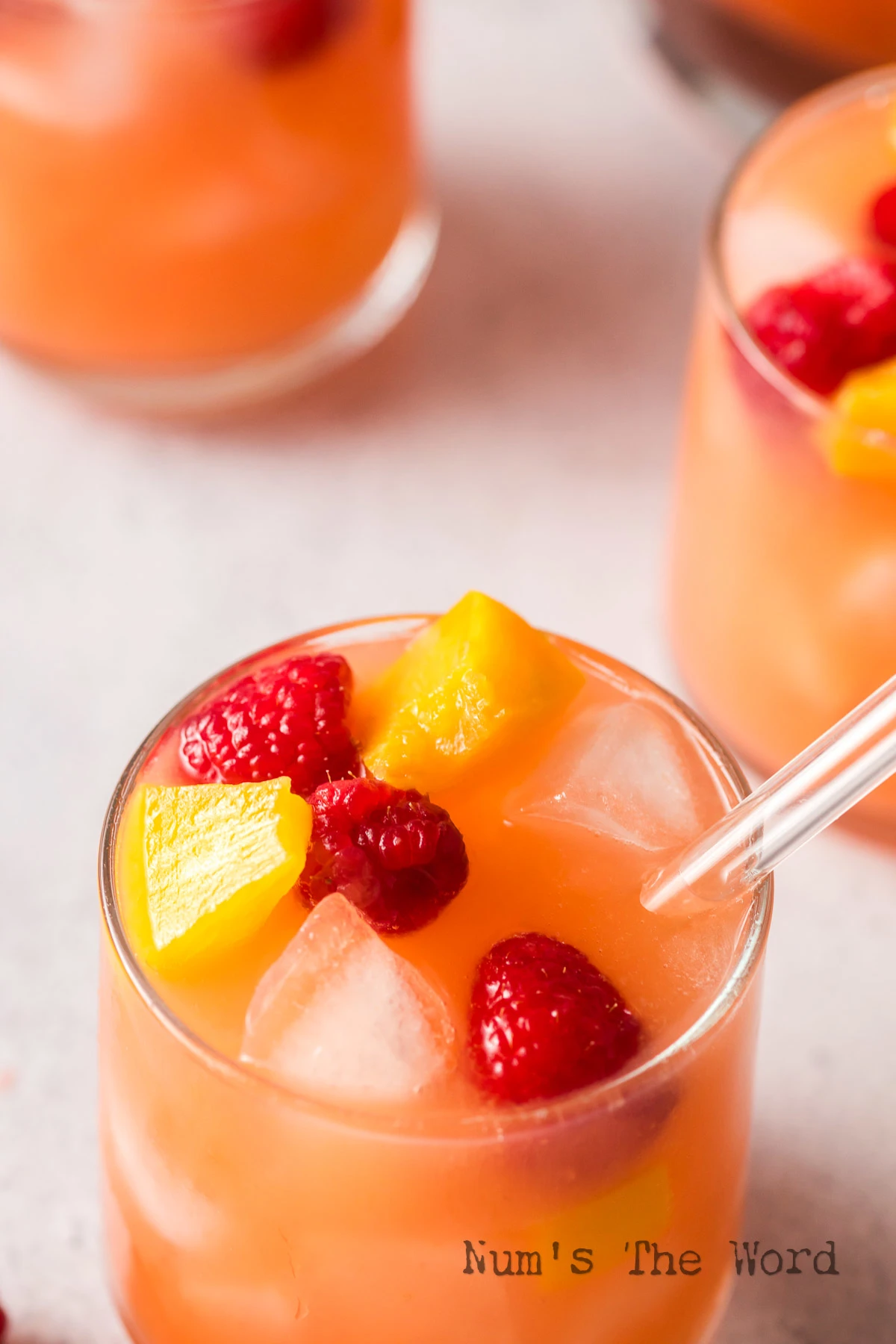 zoomed in top view image of lemonade in a glass