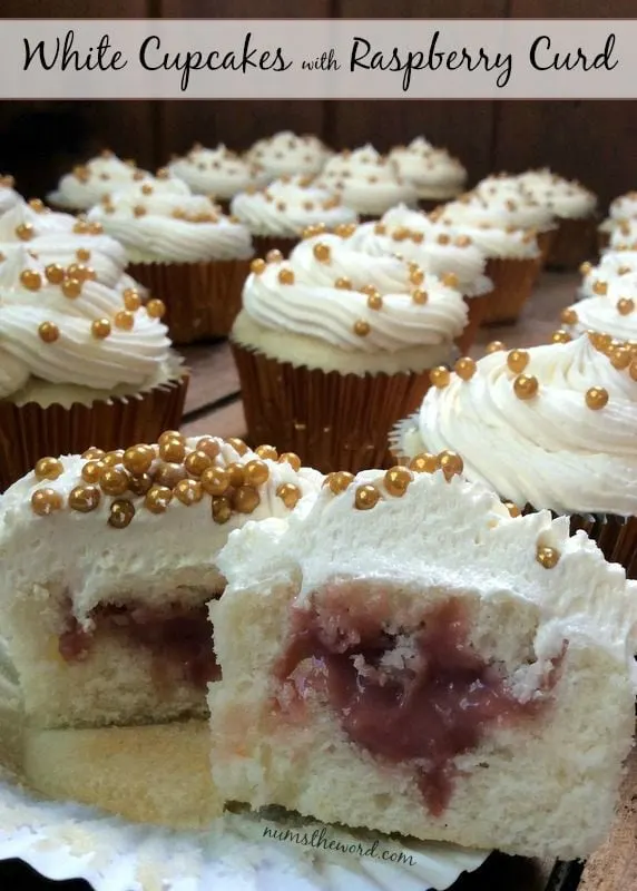 White Cupcakes with Raspberry Curd