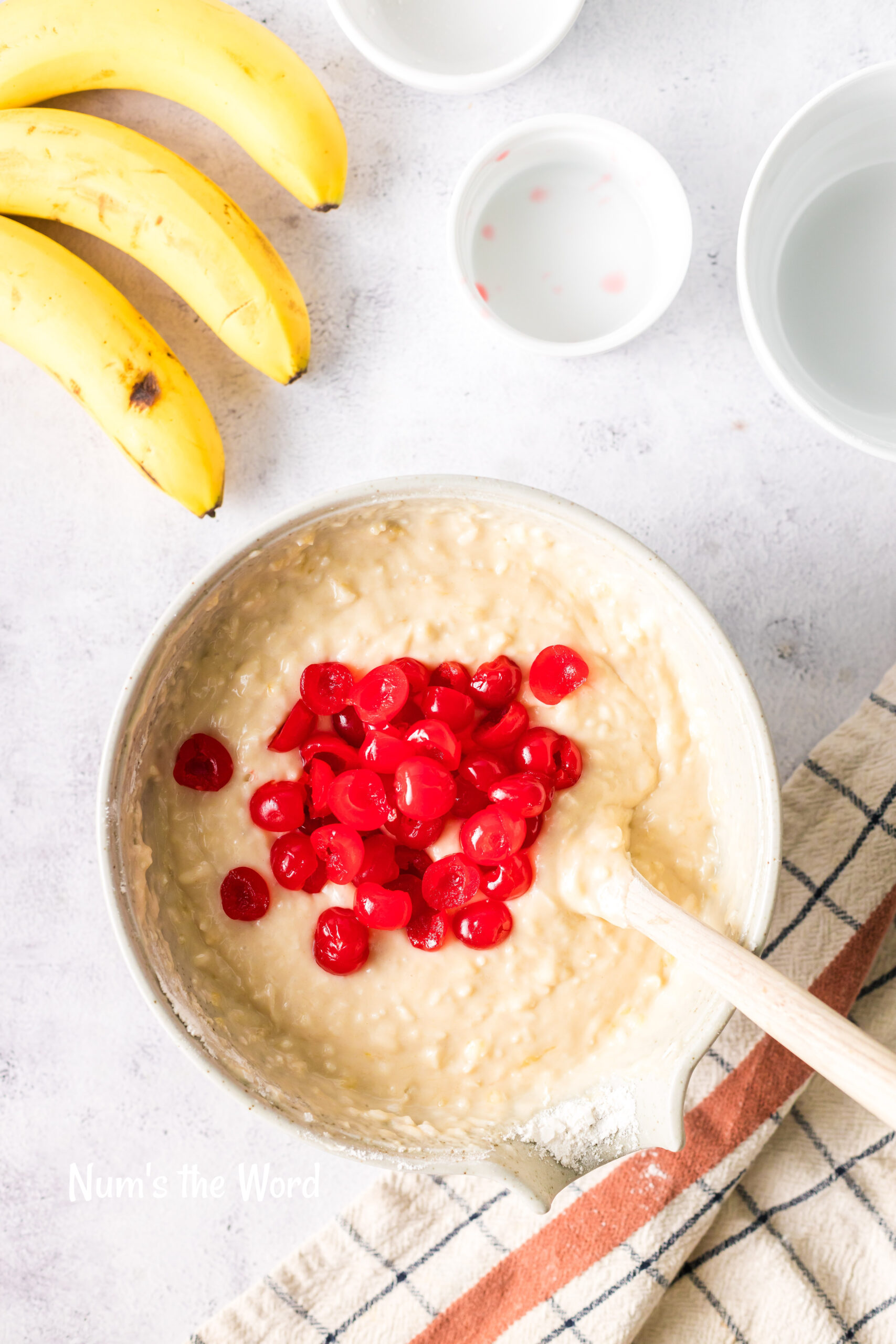 Maraschino Cherries added to bread batter.