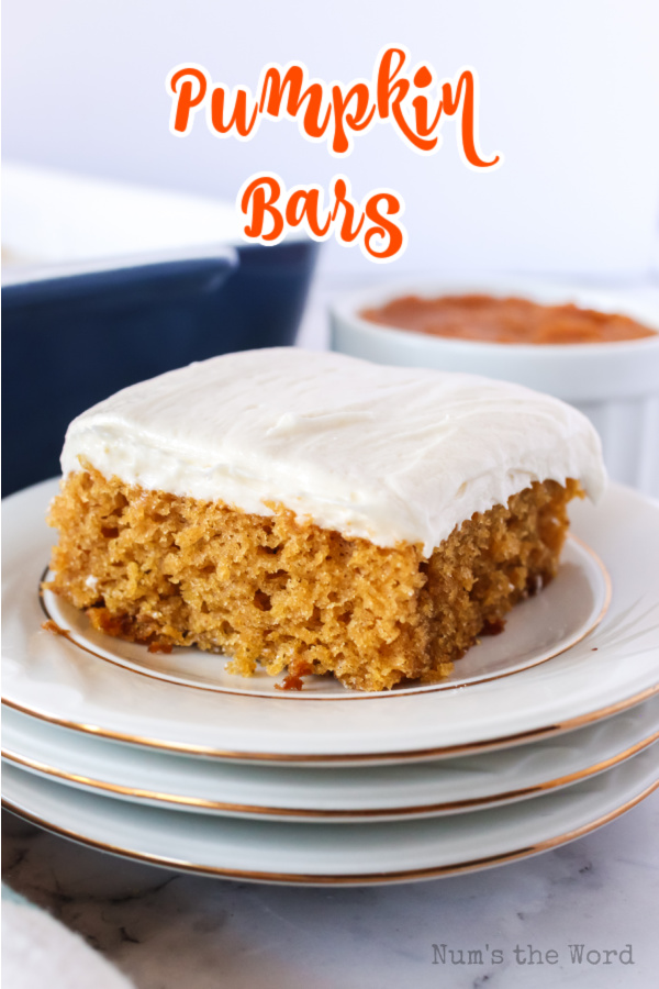 main image for Pinterest of pumpkin bars with cream cheese bars