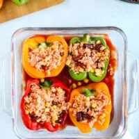 bell peppers filled with rice mixture