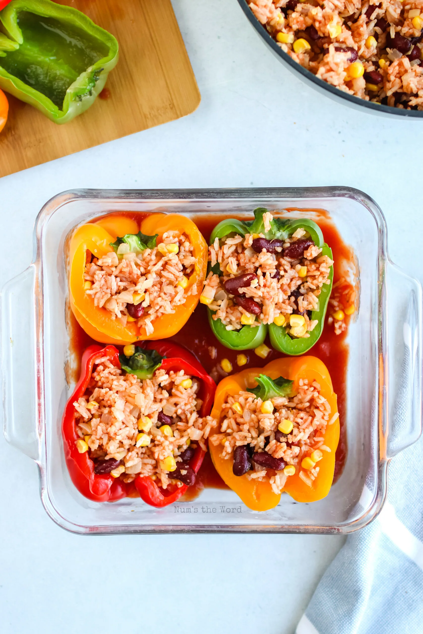 bell peppers filled with rice mixture