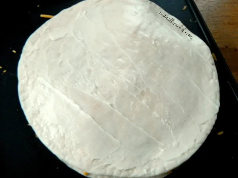 Mexican Quesadilla - second tortilla placed on top of filling.