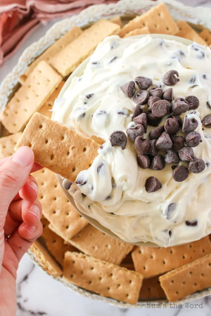 graham crackers dipping in dip