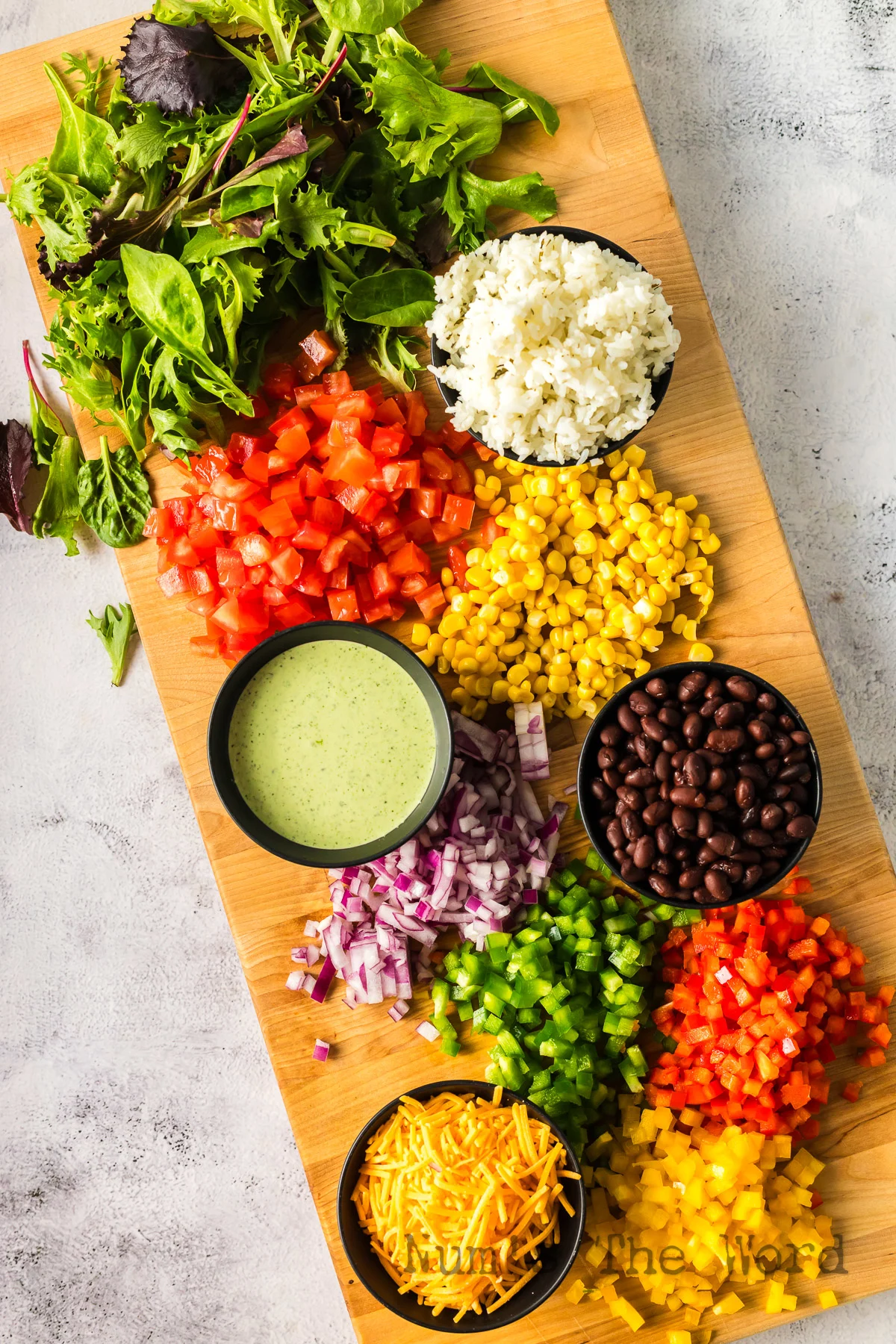 All ingredients laid out on the counter, ready to assemble.