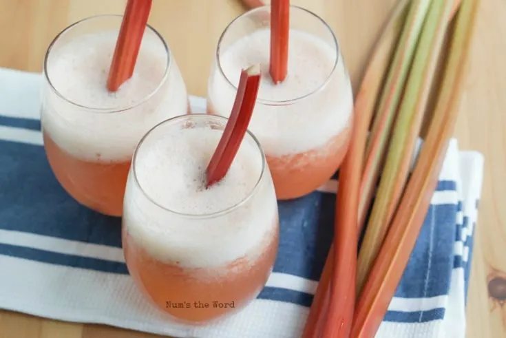 Rhubarb Splash - top view of 3 glasses of splash