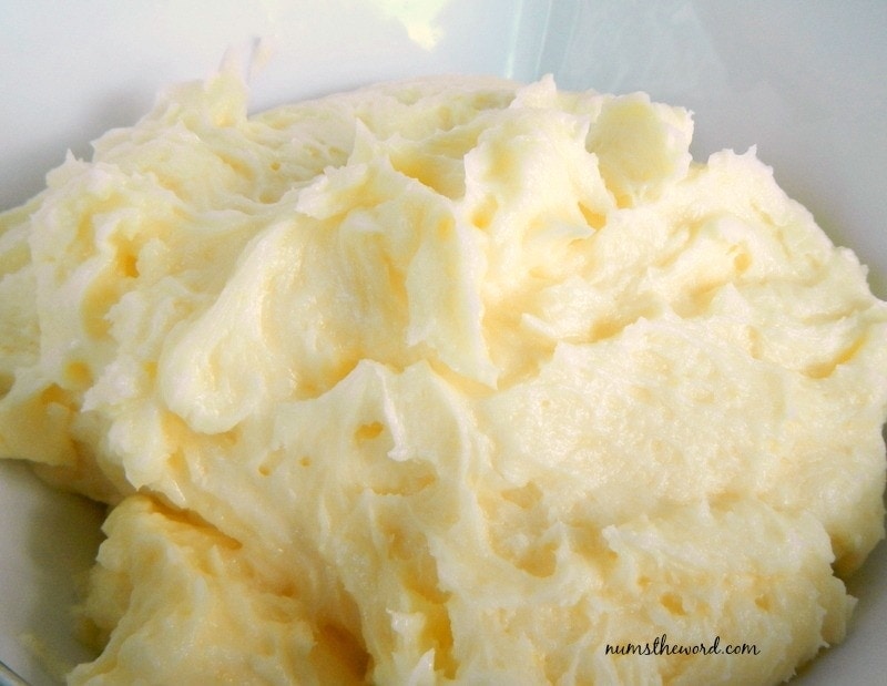 Lemon Buttercream Frosting in a bowl already whipped together