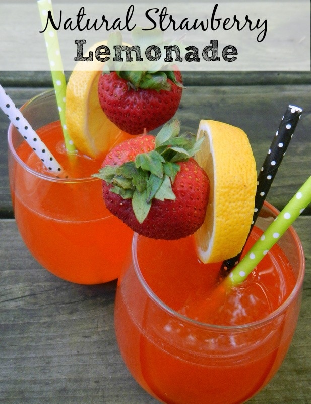 Natural Strawberry Lemonade - Main image for recipe of two glasses of lemonade