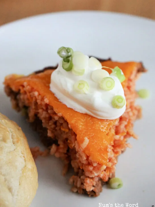 Triangle of country pie on a plate.