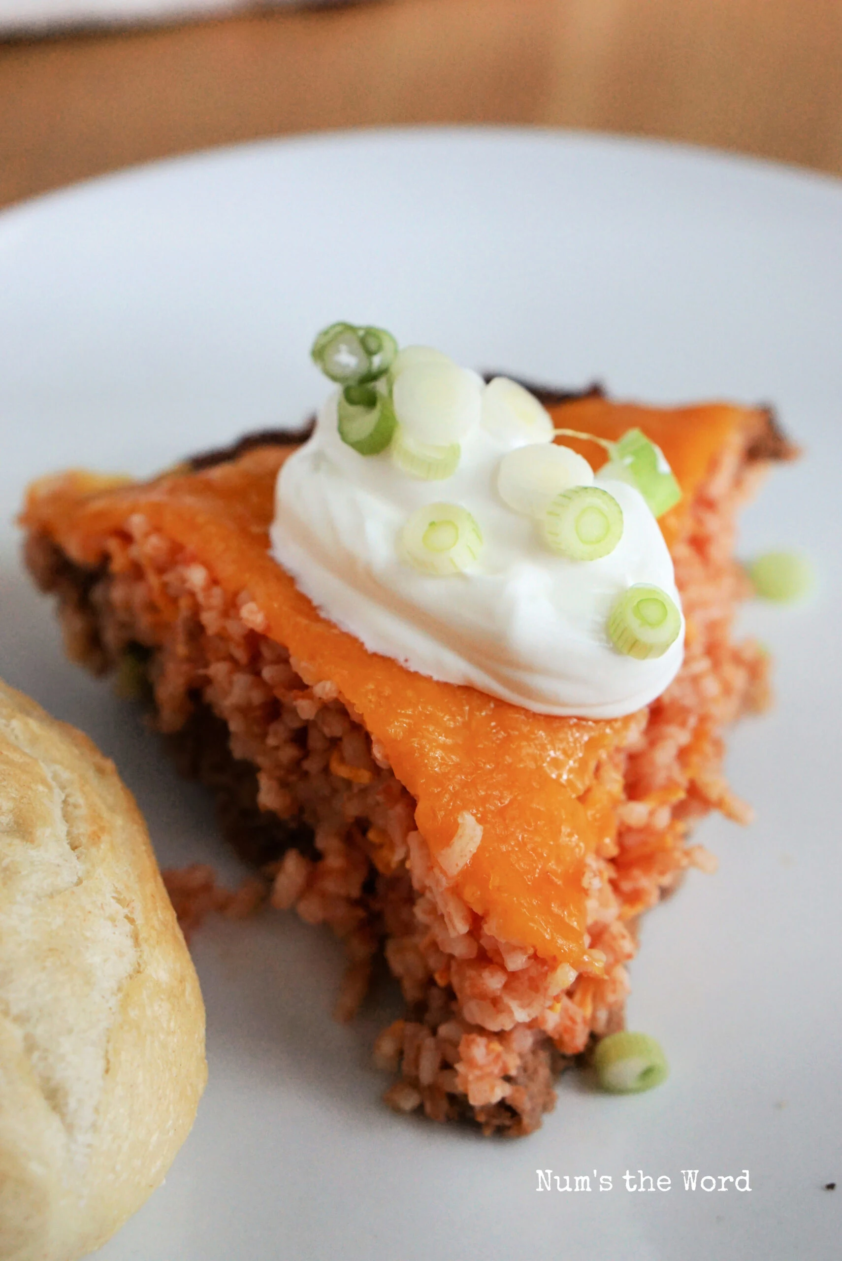 Triangle of country pie on a plate.