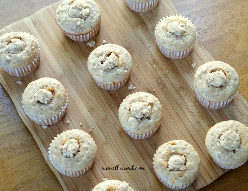 Apple Pie Cupcakes - cupcakes filled with cake nubs put back on over pie filling. Photo taken from above