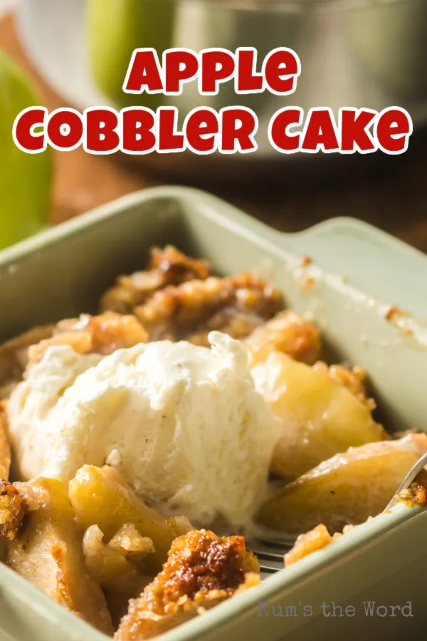 Main image for Apple Cobbler Cake in a bowl a la mode.