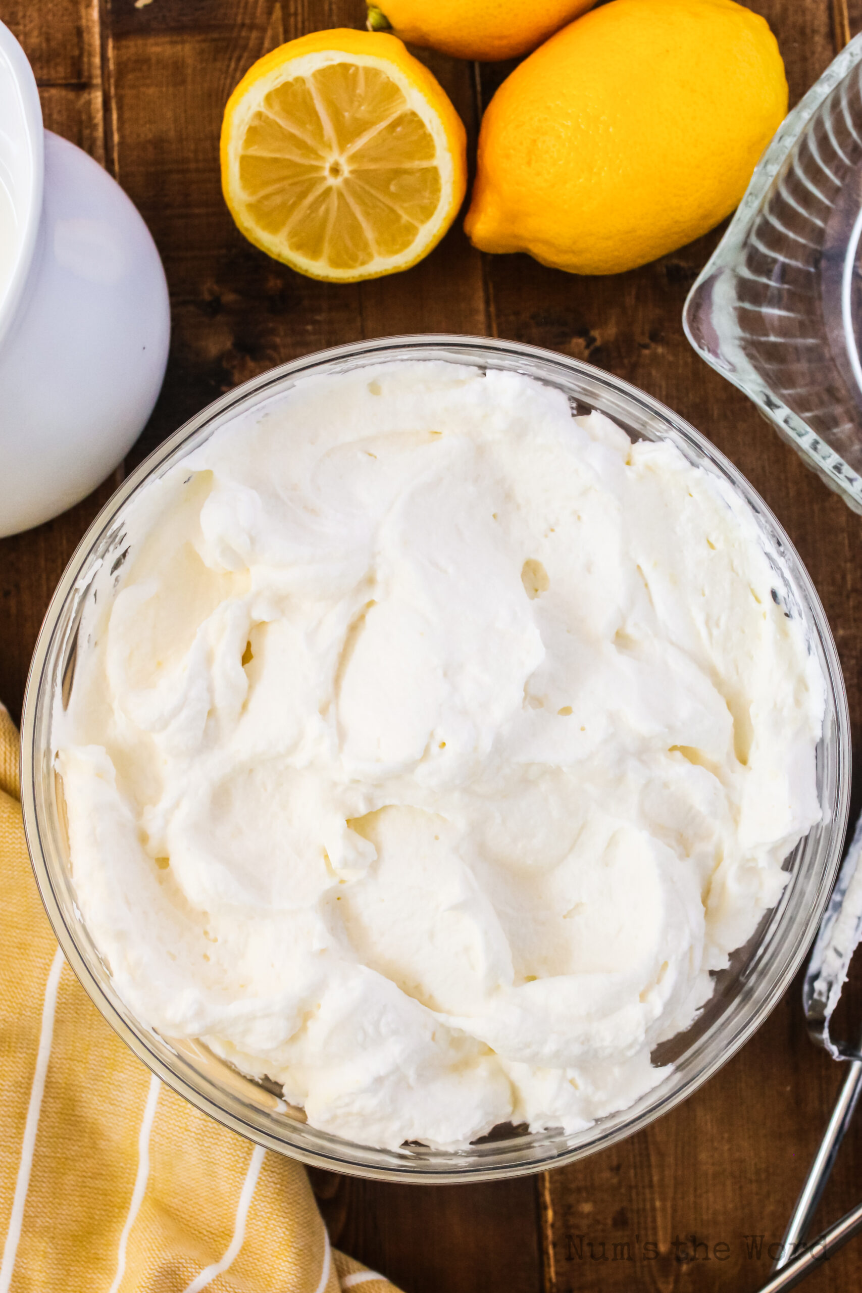 whipped cream with lemon curd in a bowl