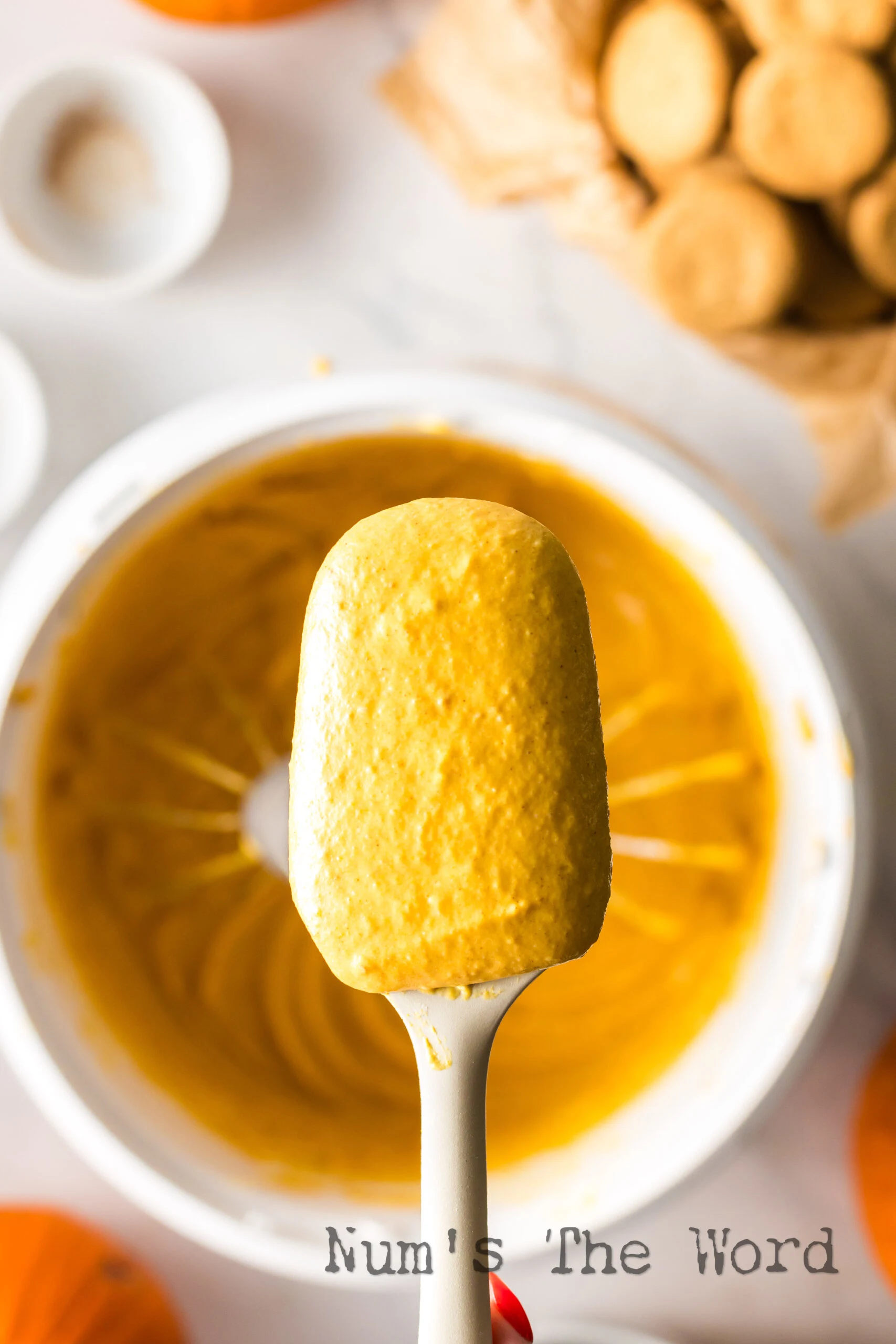 Smooth and creamy mixture in mixer.