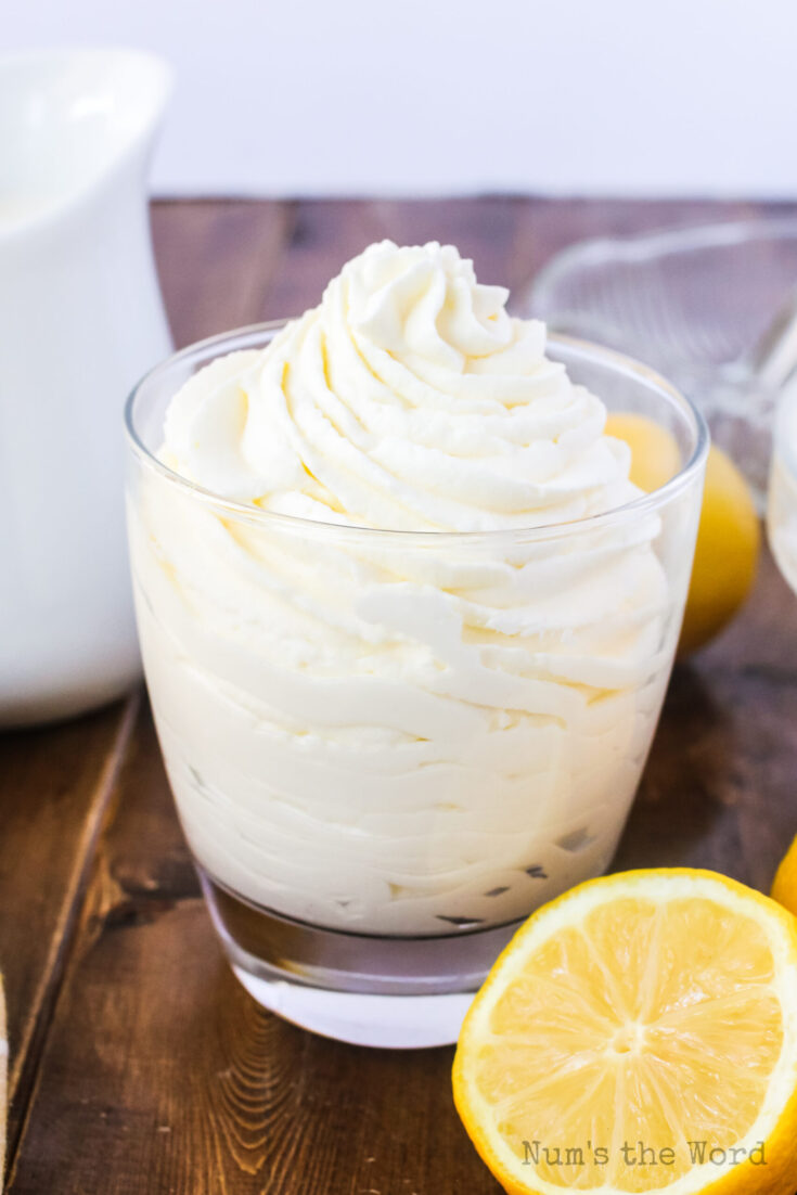 close up of lemon whipped cream in cup