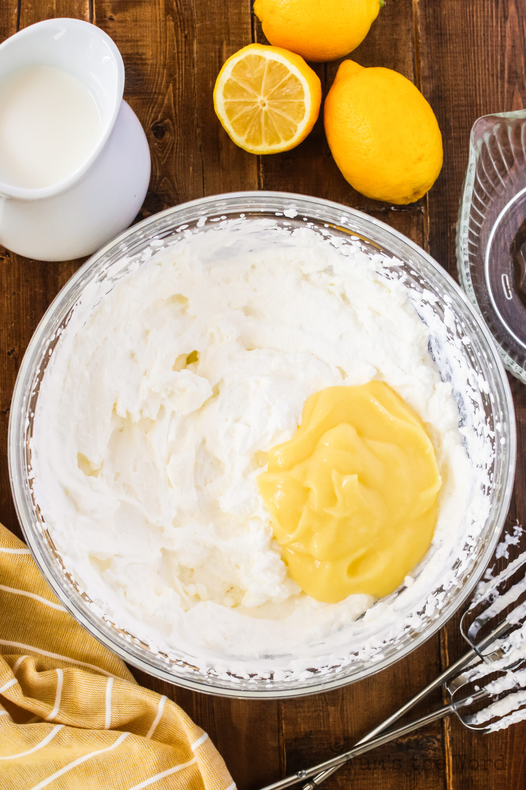 lemon curd added to whipped cream