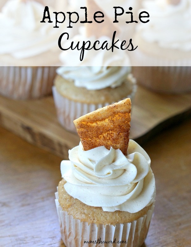 Apple Pie Cupcakes - Main image for recipe - single cupcake in front with several in background.