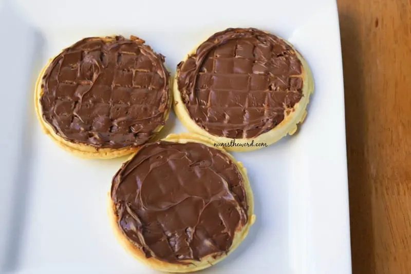 Eggo & Nutella Breakfast Pizzas - Nutella spread all over waffles