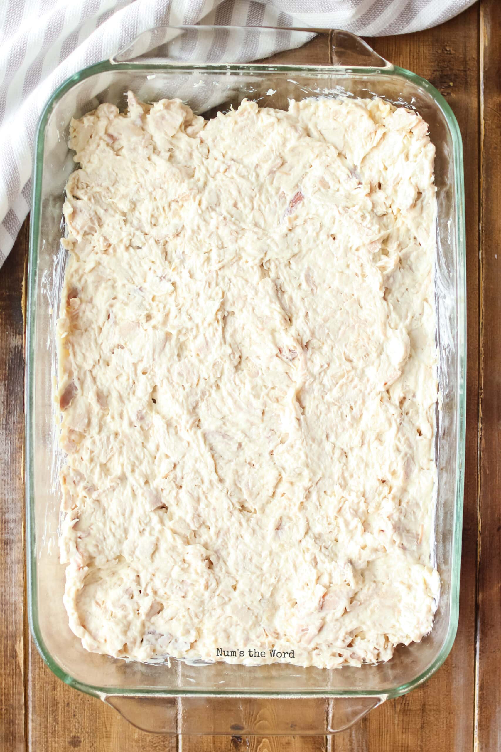 Turkey Casserole - turkey mixture in casserole dish