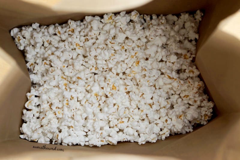 Microwave Caramel Corn - white popcorn in paper bag