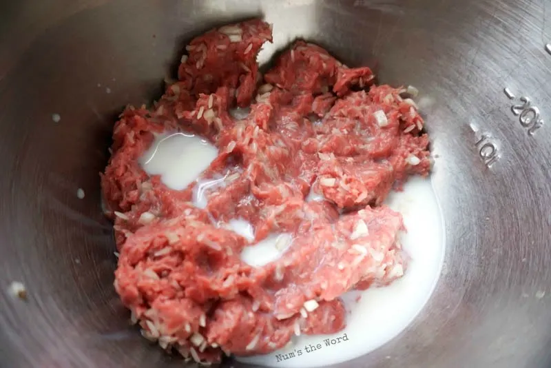 Porcupine Meatballs - milk added to ground beef mixture.