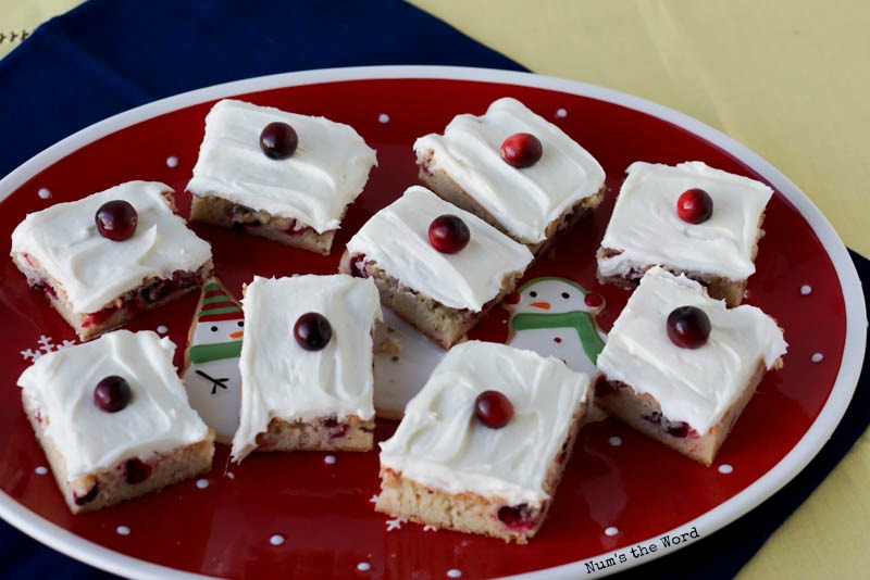 zoomed out image of cranberry bars on platter