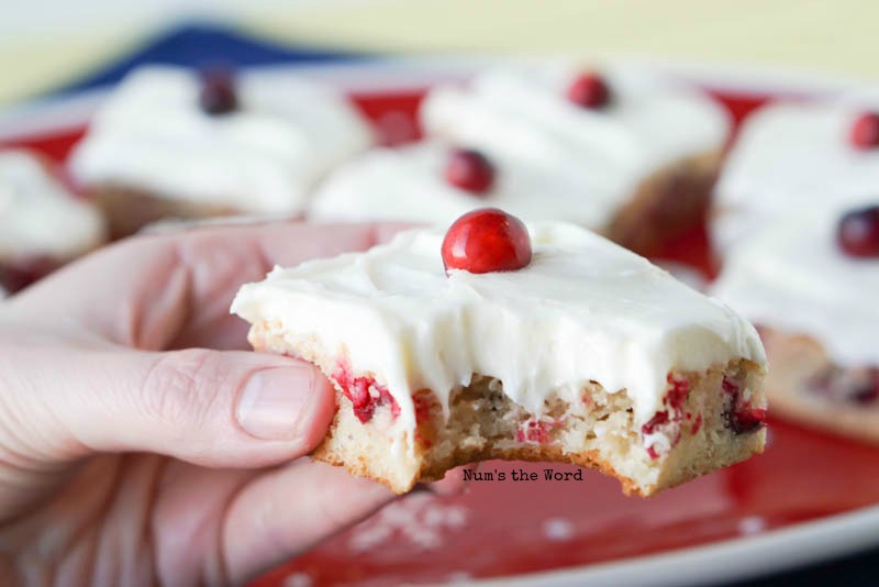 bite removed from a cranberry bar that a hand is holding