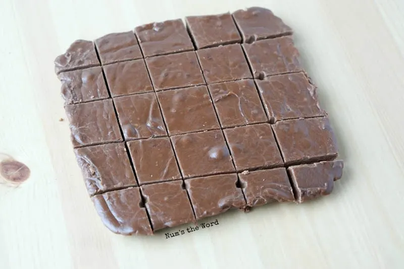 See's Fudge, A Copycat Recipe - cooled fudge cut into squares