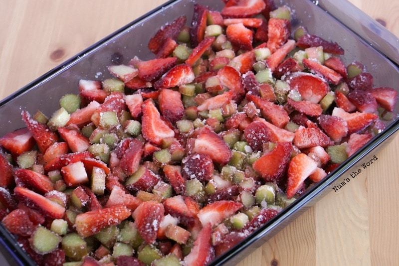 Rhubarb, strawberries & sugar combined