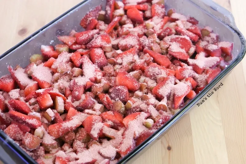 Rhubarb mixture topped with jello powder