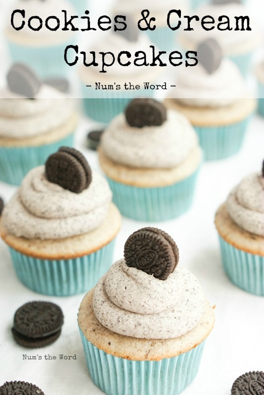 Cookies & Cream Cupcakes - Main image for website of cupcakes on table.