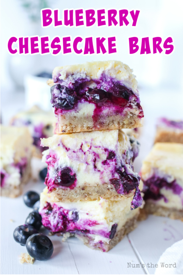 Main image for Pinterest of Blueberry Cheesecake Bars
