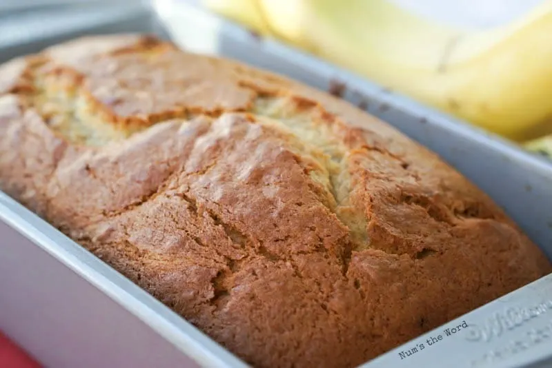 Best Ever Banana Bread - in pan side angle shot