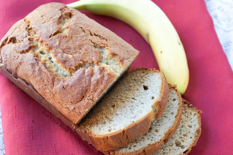 Best Ever Banana Bread - sliced loaf looking down angle