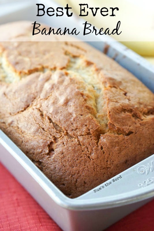 Best Ever Banana Bread - Main image for website of bread in pan at side angle