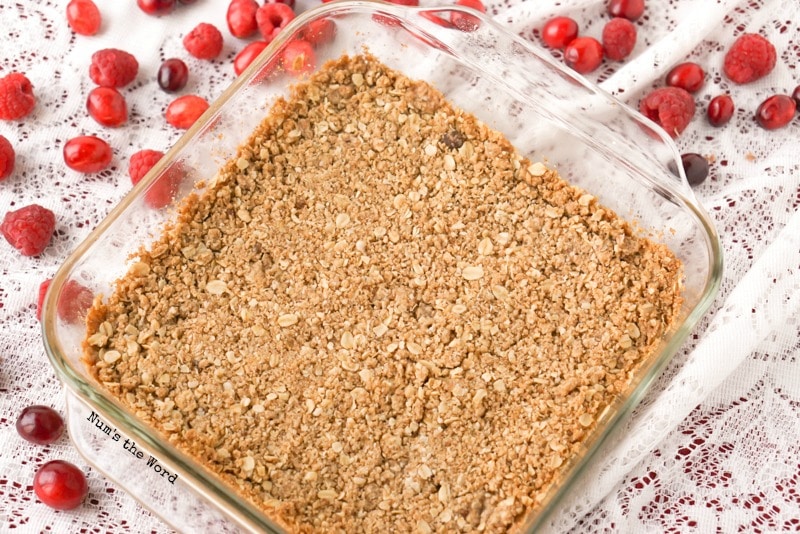 Leftover Cranberry Sauce Bars - bars after they are baked with a golden crust.