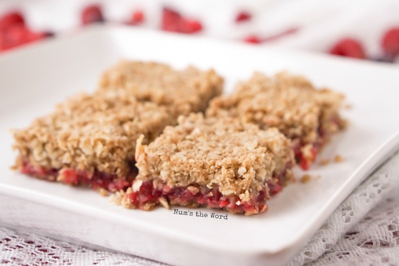 Leftover Cranberry Sauce Bars - bars cut and placed on a plate