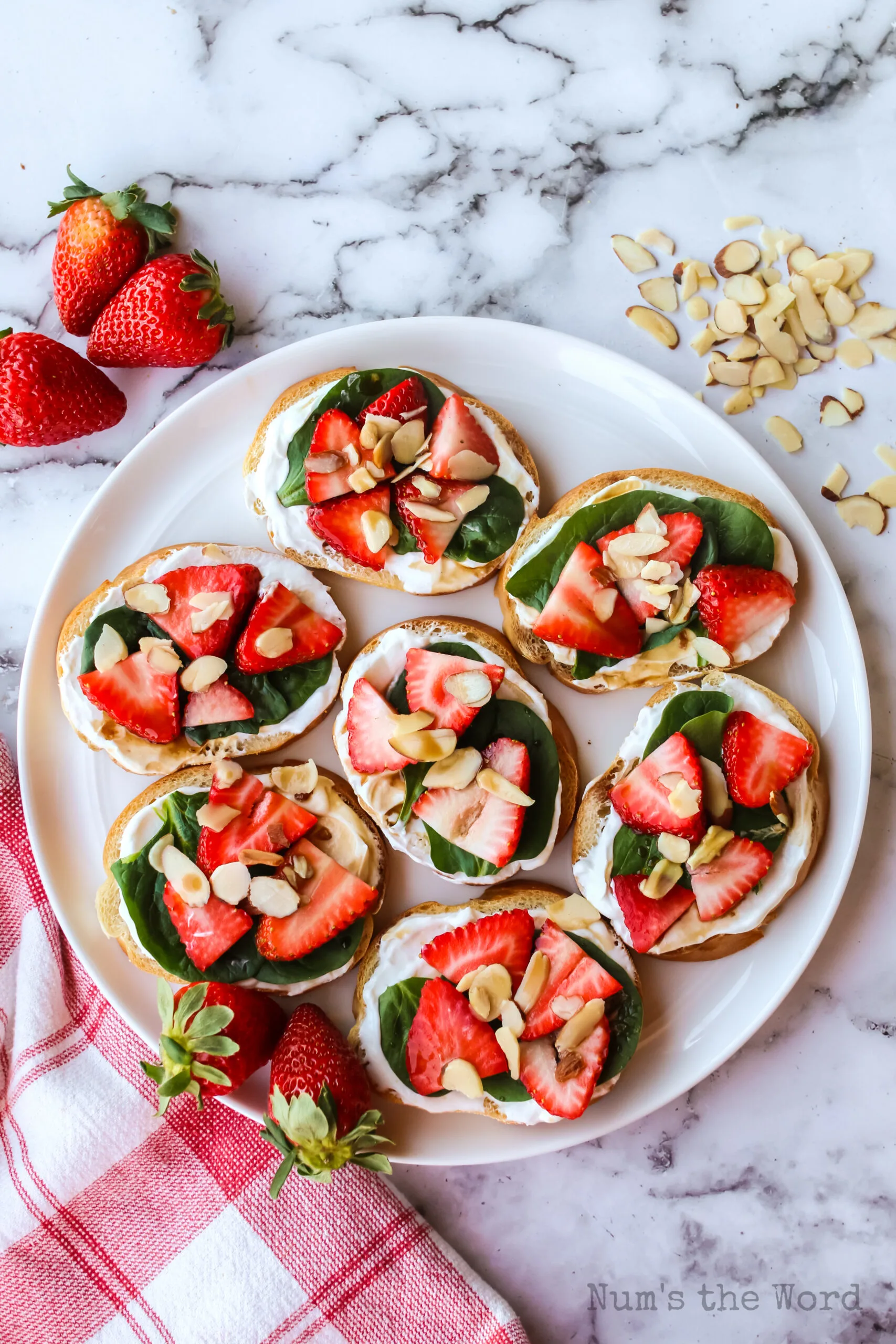 plate full of fruit bruschetta